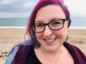 a picture of Cara at the beach.